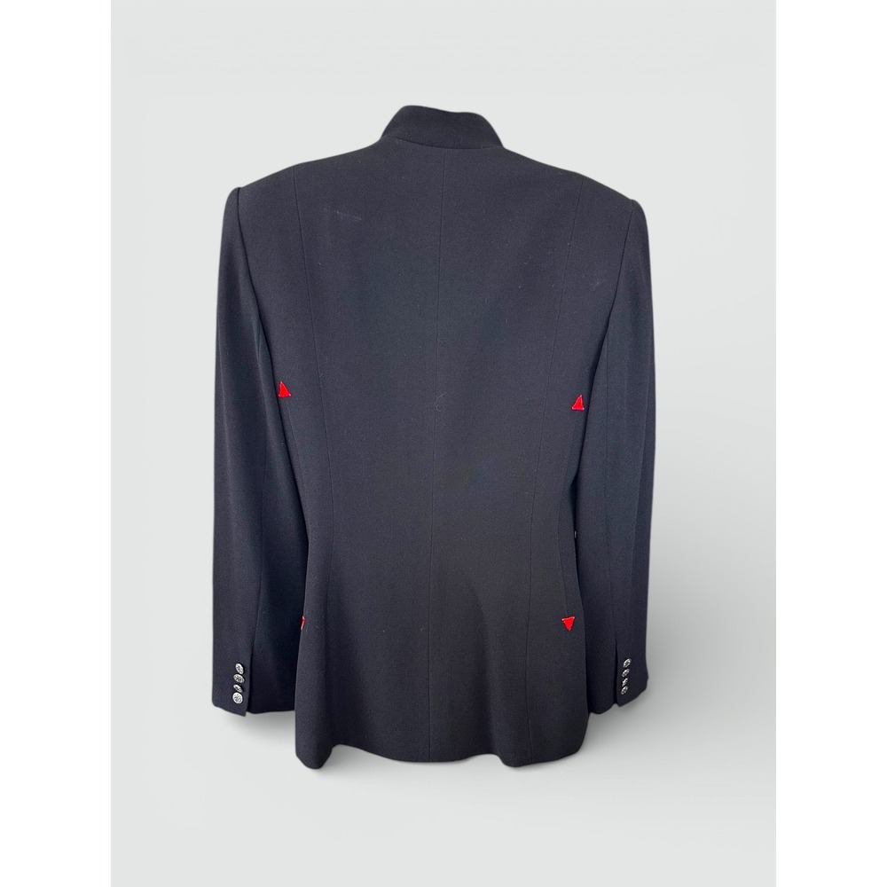 Zelda Vintage Black Red Trim Mandarin Collar Button Front Blazer Jacket Size‎ 8 - Picture 3 of 12